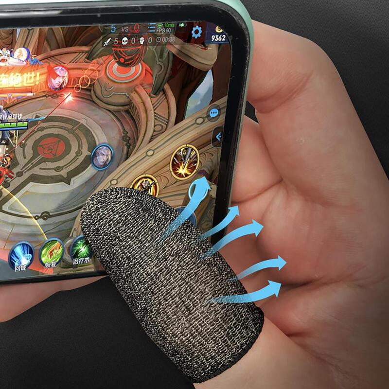 Manchons de doigts de jeu sensibles pour écran tactile, couverture en fibre de nylon, jeux mobiles, 1 paire