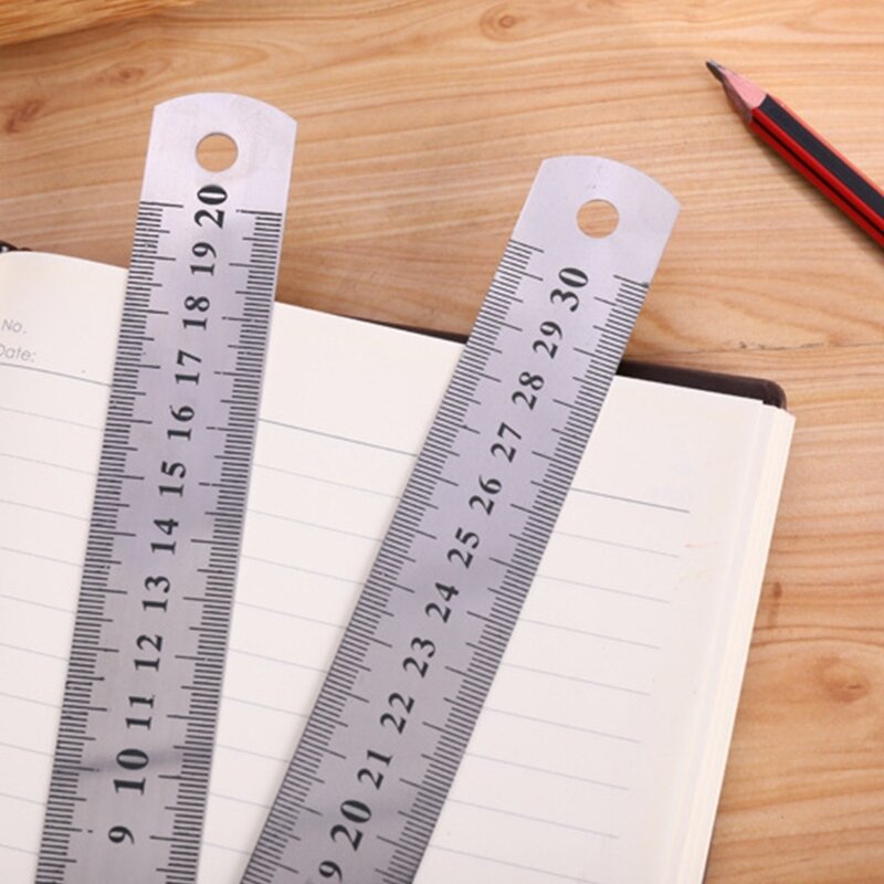 YYSD Stainless Steel Measuring Ruler 15/20/30cm Straight Ruler Hand Tool School Office Supplies Portable Measurement Tools