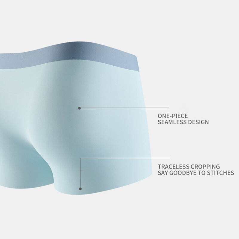 3Pcs Men Underwear Ice Silk Innerwear Printing Man Boxer Men's Panties Conductive Antibacterial Male Trunks Underpants