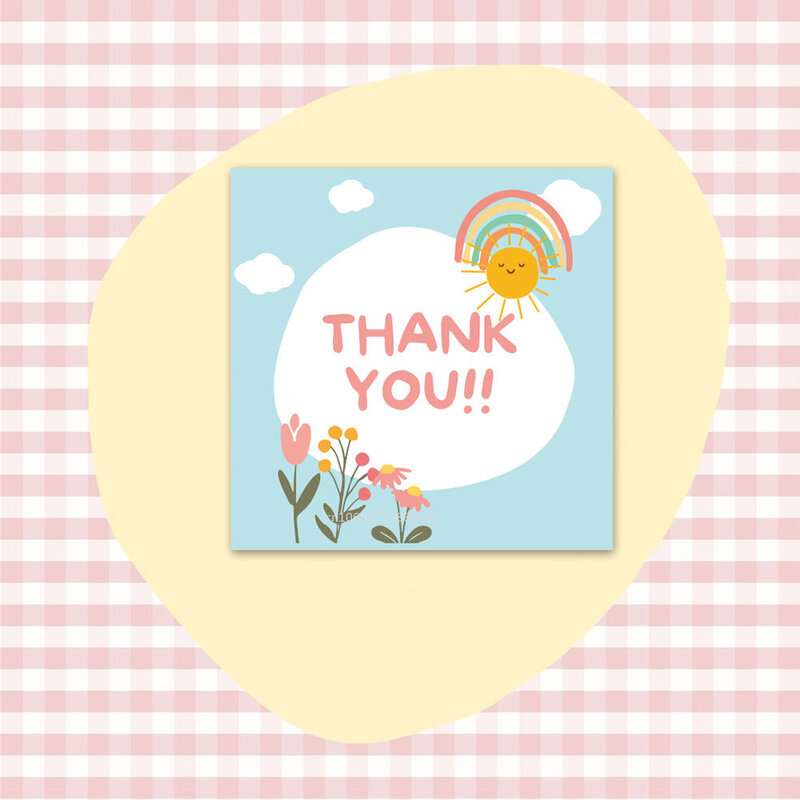 50pcs/Pack Mini Flower Thank You Cards for Gift Box Package Holiday Cards Bakery Flower Shop Small Businesses Decor Cards