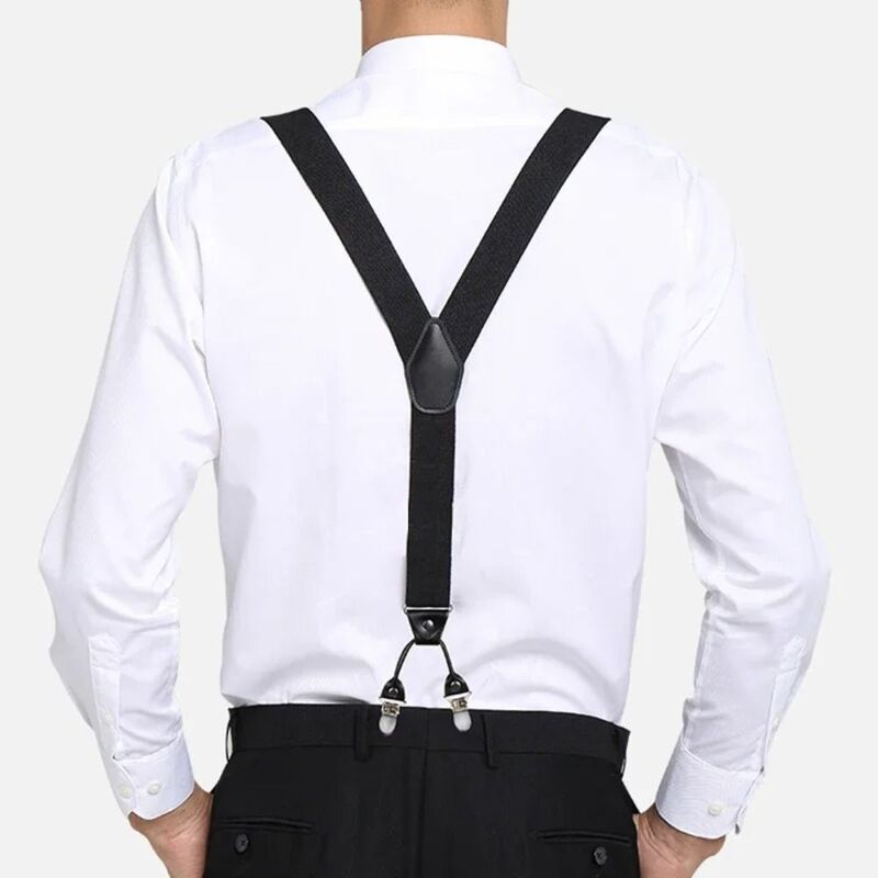 Adjustable Strap Clip Braces Suspenders Y Shape 6 Clips Trouser Straps Belt 3.5cm Wide Wedding Party Elastic Braces Men Women