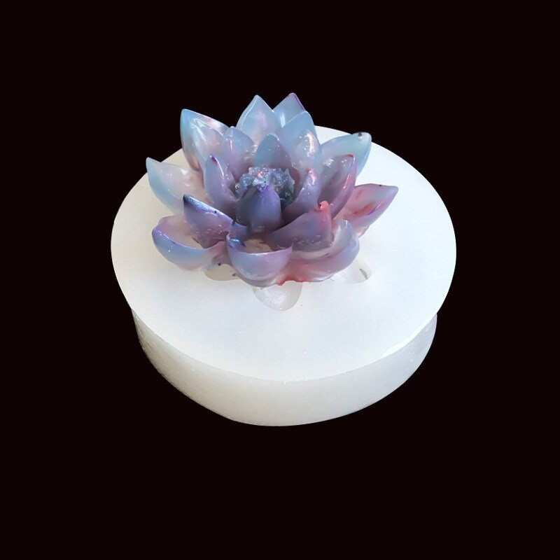 Tridimensional 3D Lotus Liquid Silicone Mold, Drop Glue Decoração, Bolo, Chocolate, Sobremesa, Cozimento de Cozinha