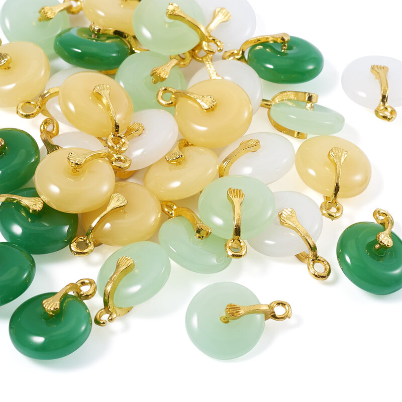 Liontin kaca donat warna campuran 36 buah dengan temuan Aloi untuk anting kalung perhiasan Aksesori DIY