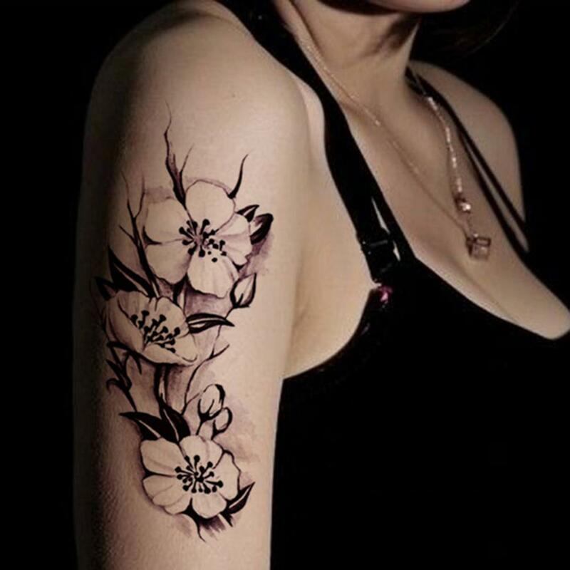 Водостойкие Временные татуировки унисекс, боди-арт, цветок сливы, наклейка на руку и ногу, временные татуировки