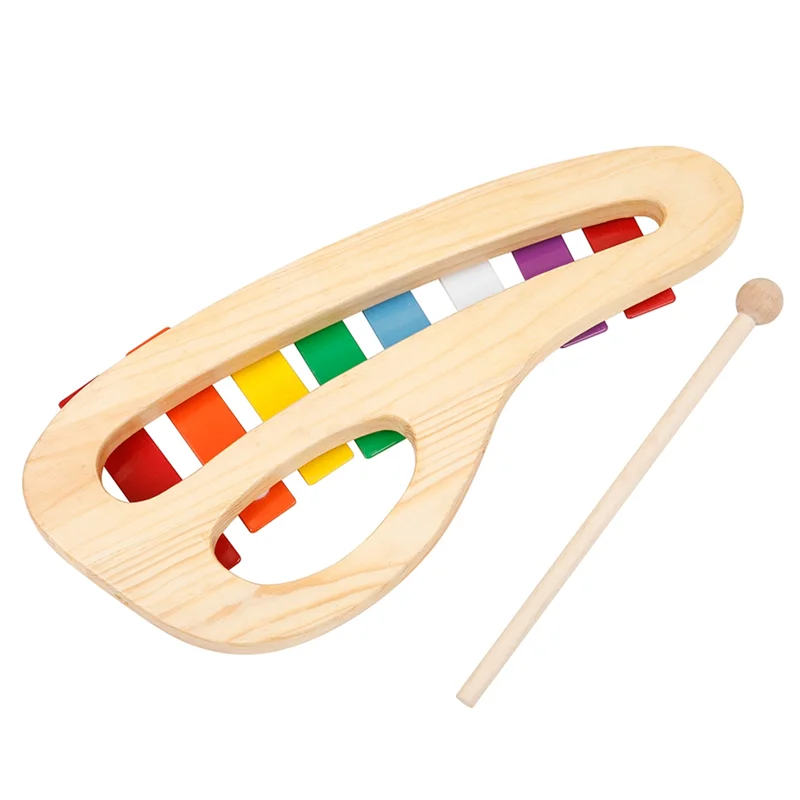 Instrumen perkusi Xylophone pendidikan dini, Piano ketukan tangan portabel delapan warna dengan stik ketuk