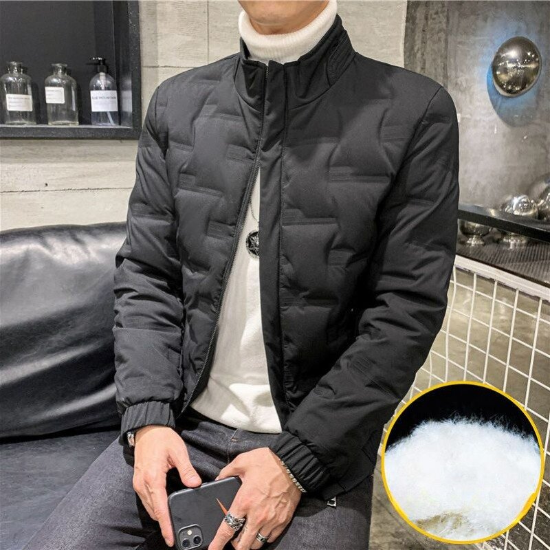 Boutique down Jacket Men Winter Trendy Loose Youth Thick White Duck down Warm plus-Sized Coat Fashion