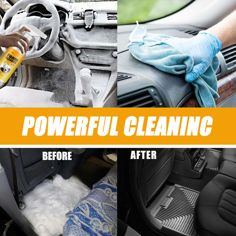 Limpiador de espuma para Interior de coche, dispositivo de limpieza de cuero, protección UV, multiusos, descontaminación de asientos de techo