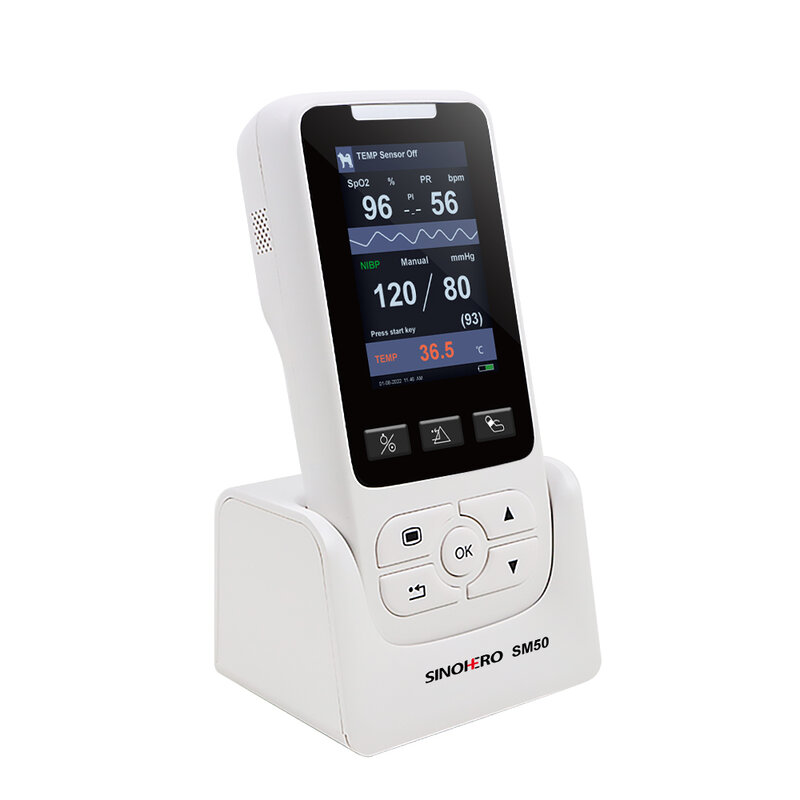 Monitor portátil multiparámetros para pacientes, dispositivo de medición de señales vitales para UCI, hogar, Hospital, con manguito BP de 6 piezas, 2 piezas, SPO2, 1 piezas de sonda de temperatura, SM50