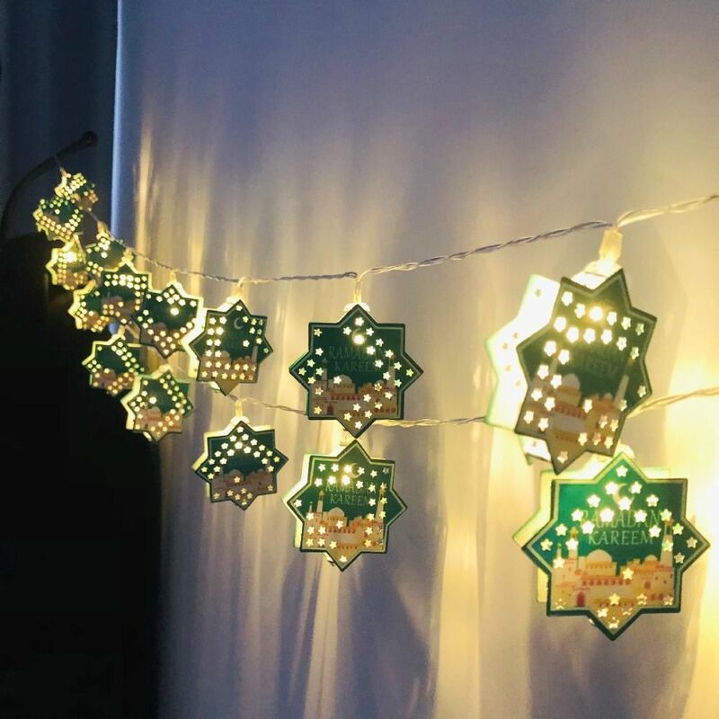 Gurban perlengkapan pesta Idul Fitri, Islami Ramadan Kareem dekorasi lampu lentera tali Led dekorasi Ramadan