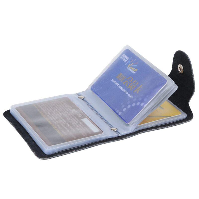 12/24 Digit Leather Credit Card Holder ID Card Clip Large Capacity Male Female Bank Bayonet Passport Card Bag Storage Bag