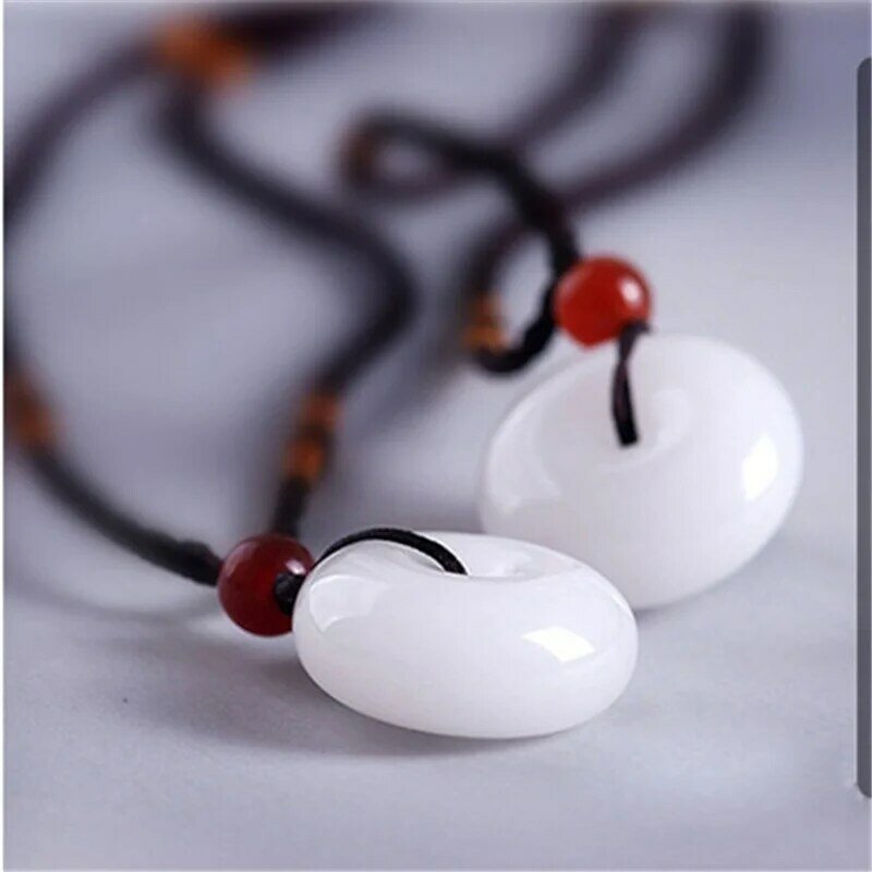 Zhenping County Beach Jade White Jade Pendant Exhibition Gift for Men and Women Couple Afghan White Jade Safety Buckle Pendant