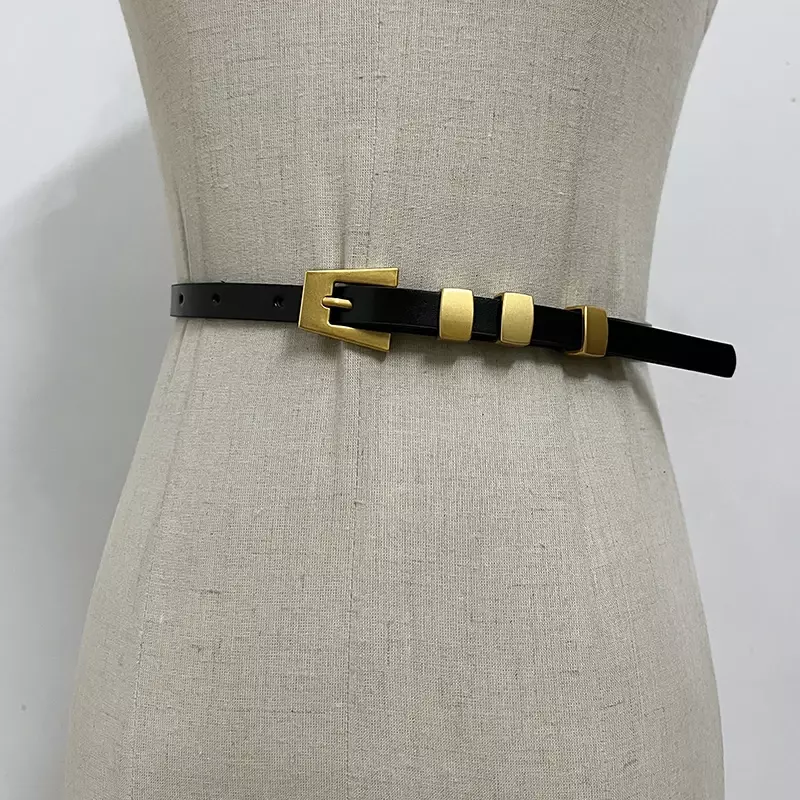 Women's Runway Fashion Gold Buckle Genuine Leather Cummerbunds Female Dress Corsets Waistband Belts Decoration Belt TB2946