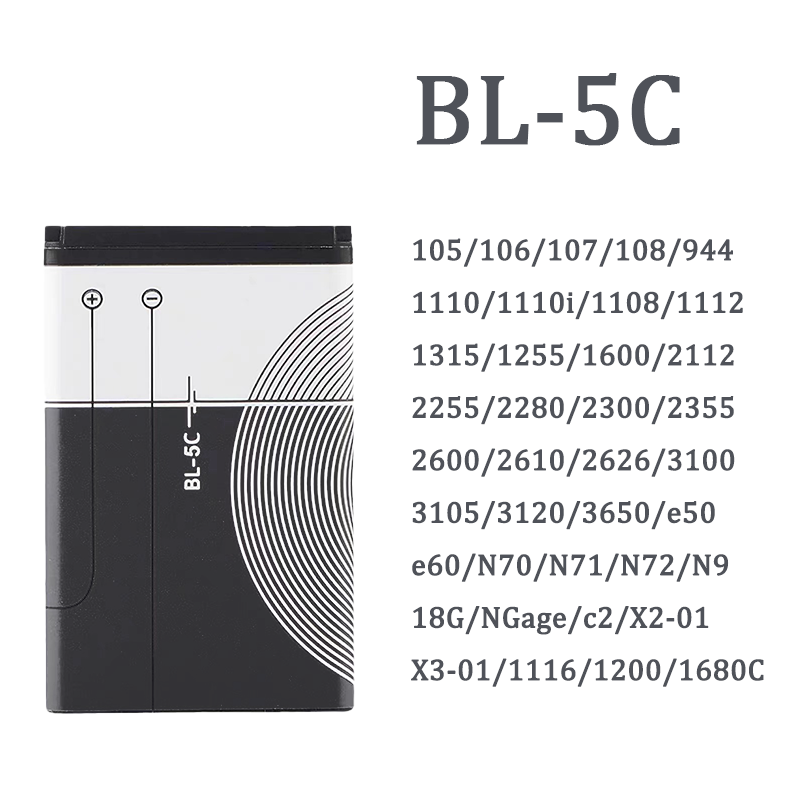 BL-5C batteria del telefono акамулятор per radio Broadcast/Nokia 1100 1110 1200 1208 1280 1600 2600 2700 3100 3110 5130 6230i N70