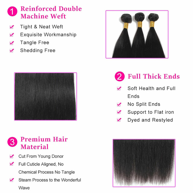 12A Brazilian Bone Straight Hair Bundles Wholesale Cheap Natural Color 100% Virgin Human Hair Extensions For Black Women