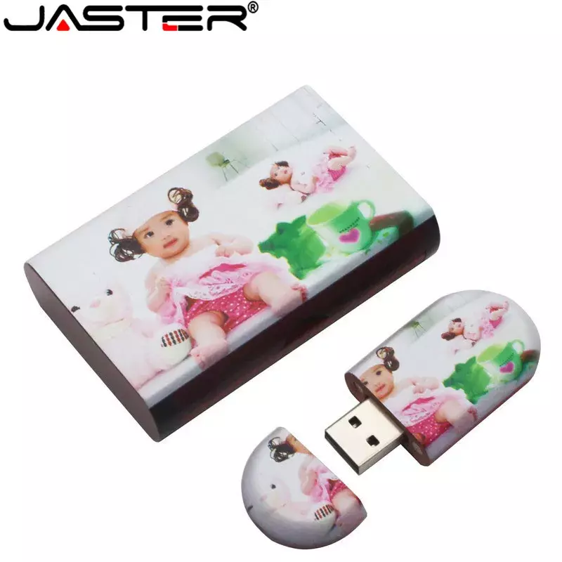 Jaster-木製のusbフラッシュドライブ,4gb,8gb,16gb,32gb,64gb,高品質,ロゴ付き,フラッシュメモリ,ウェディングギフト