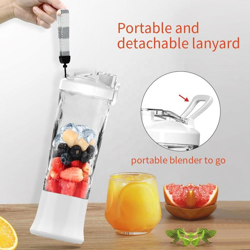 Exprimidor de frutas portátil, licuadora inalámbrica IPX7, recargable por USB, vaso de jugo de gran capacidad para deportes, 600ml