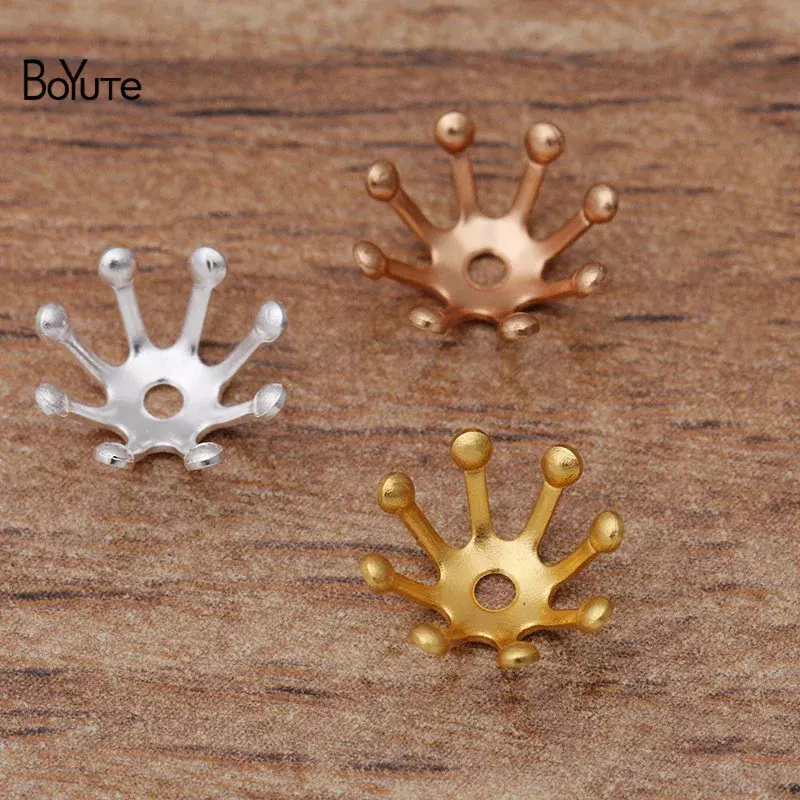 BoYuTe (200 pezzi/lottp) metallo ottone stampaggio 10MM fiore stame perline Caps accessori gioielli fai da te materiali fatti a mano