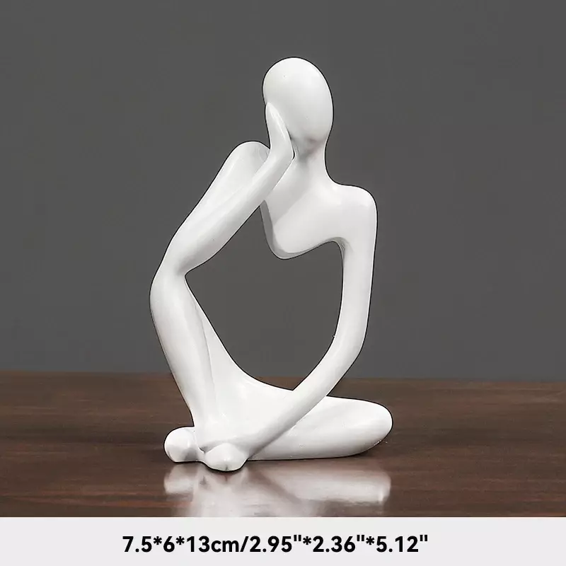 Ornamen meja Maison dekorasi rumah ruang tamu Nordic Figurine Yoga patung abstrak Thinker warna pasir