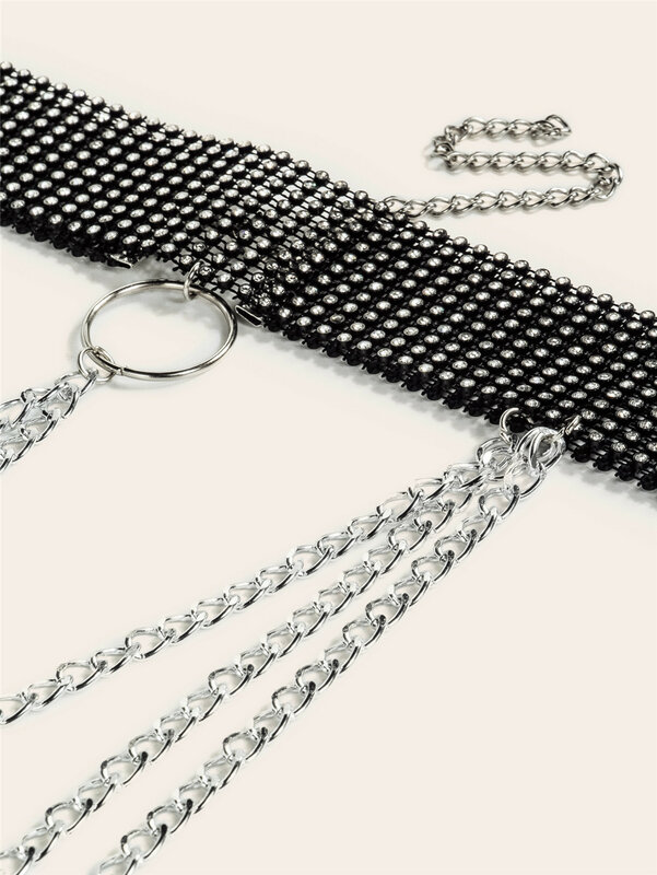 Nuova catena di metallo con strass a rete moda cintura tutto-fiammifero donna