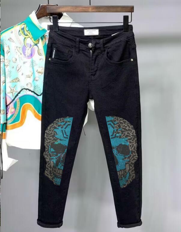 Męska cyrkonie jean na co dzień nowy kreatywny projekt zabawna moda męska Streetwear jean
