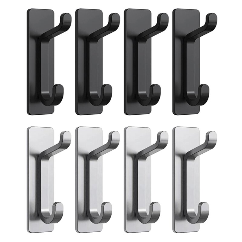 4Pcs Stainless Steel Hooks Kitchen Bathroom Storage Accessories Strong Load-bearing Viscose Hooks Door Hangs Clothes