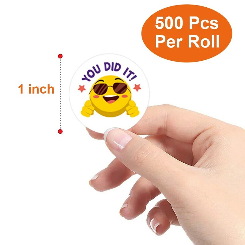 Smile Face Sticker Kids Reward Sticker etichette a pois gialli Happy Animal Sticker giocattoli per bambini insegnante di scuola cancelleria per studenti