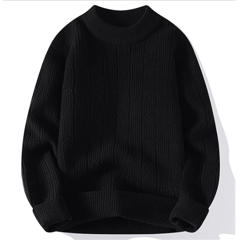 Sweater rajut lembut pria, atasan Pullover leher O, rajut hangat musim gugur dan dingin 2023