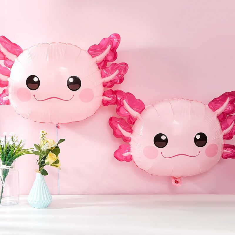 Balão De Axolotl De Folha De Alumínio Para Festa Temática, Decorações De Aniversário Rosa Infláveis, Fontes De Festa