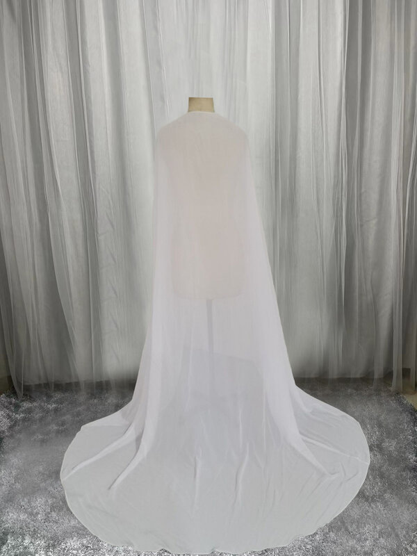 Простое шифоновое свадебное платье, накидка со шлейфом, куртки для невесты, болеро, белая Длинная свадебная шаль, вечерняя накидка