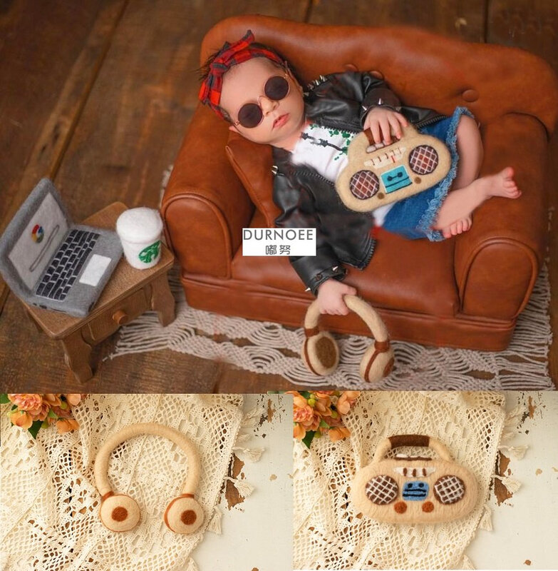 Accessoires de photographie de nouveau-né, feutre de laine, mini téléphone, kit de feutrage bricolage fait à la main, accessoires de prise de vue photo de bébé