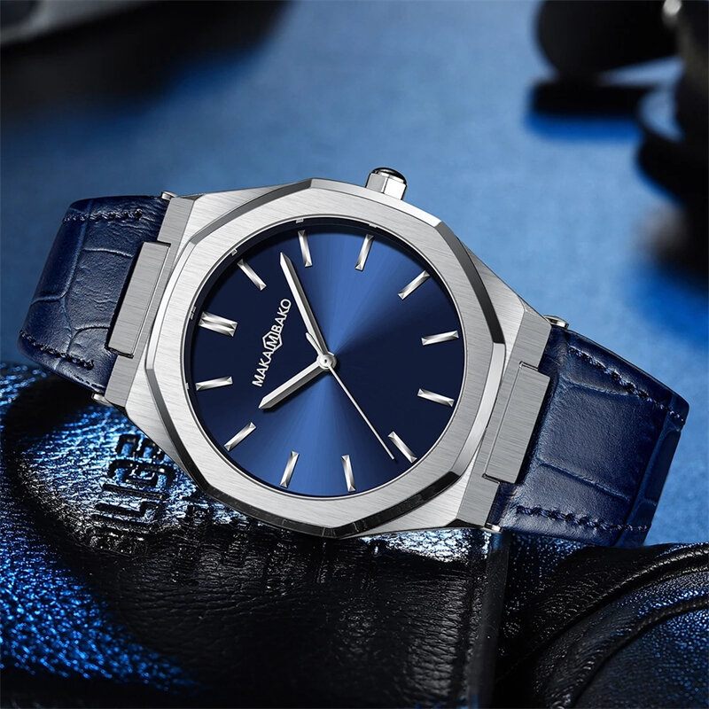 남성용 탑 브랜드 디자인 시계, 럭셔리 정품 가죽 스트랩, 방수 쿼츠 손목 시계, 트렌드 제품 2022