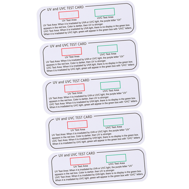 Cartões Indicadores De Teste UV, Testador De Teste De Papel, Efeito De Luz, Lâmpada De Tira Interior, 5 Pcs