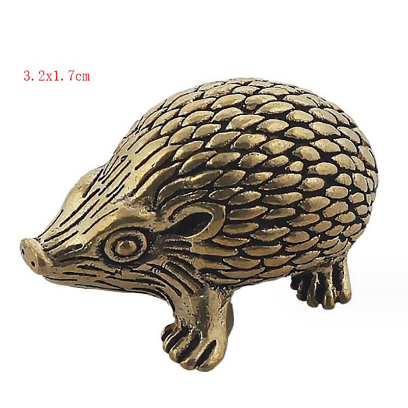 Erizo de cobre para decoración del hogar, adornos pequeños, escultura de Animal antiguo de latón macizo, artesanías, mesa de té de escritorio
