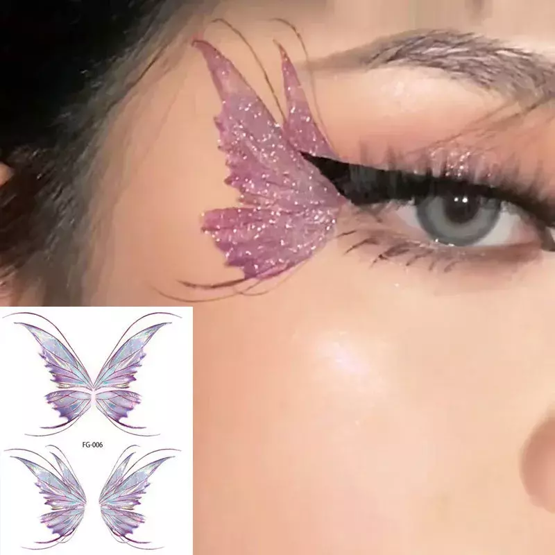 Fee Schmetterling Flügel Shiny Tattoo Aufkleber Wasserdichte Augen Gesicht Hand Körper Kunst Gefälschte Tattoos Frauen Make-Up Dance Musik Festival