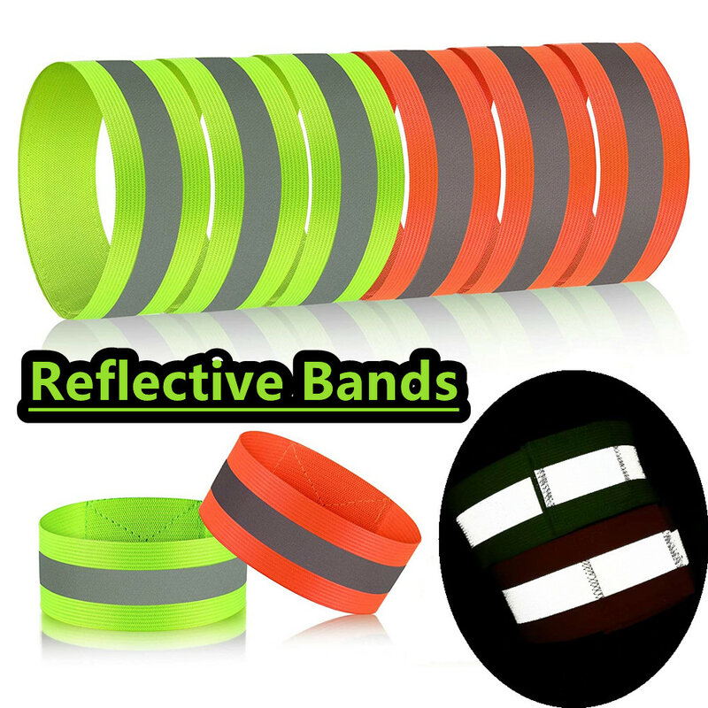 Elastische Reflecterende Bands Armband Reflector Tape Polsband Enkel Been Veiligheid Bandjes Voor Night Fietsen Running Waarschuwingslampje 1Pc