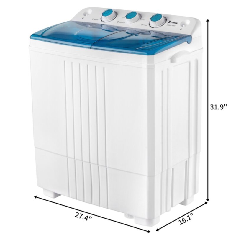 Máquina de lavar roupa com bomba de drenagem embutida, tubo duplo semiautomático para apartamento, dormitórios e mais, 20Lbs