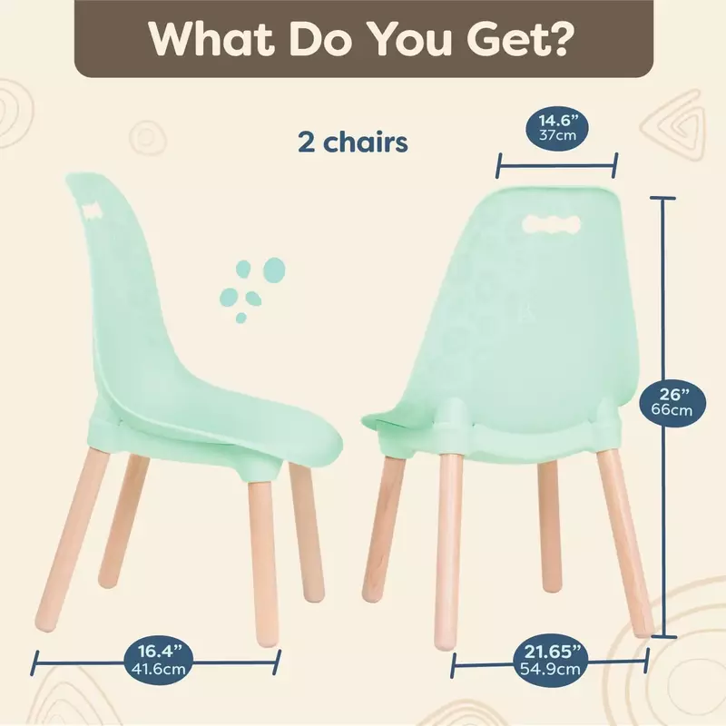 Chairs For Kids 2 Chairs Wooden Legs - Furniture For Kids – Chair Set -  3 Years +