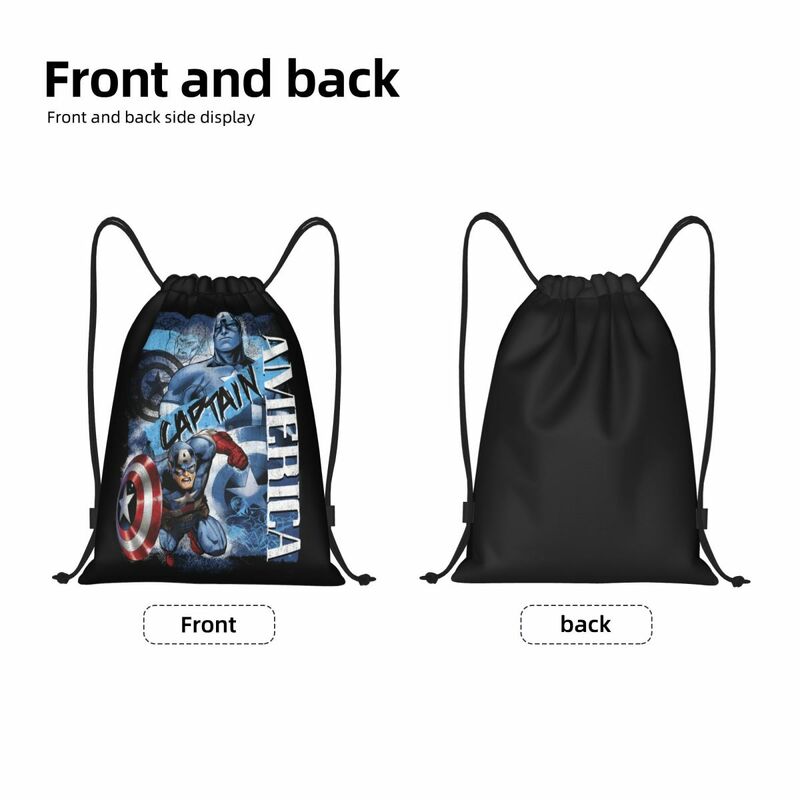 Custom Captain America Soldier Collage Drawstring Bags Men Women Lightweight Sports Gym Storage Backpack