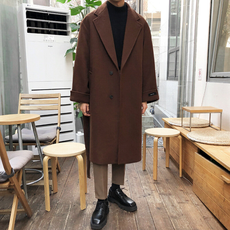 Koreanische Version Woll mantel Herren Winter verdickt mittellangen Woll Trenchcoat Herren Winter mode vielseitigen Mantel