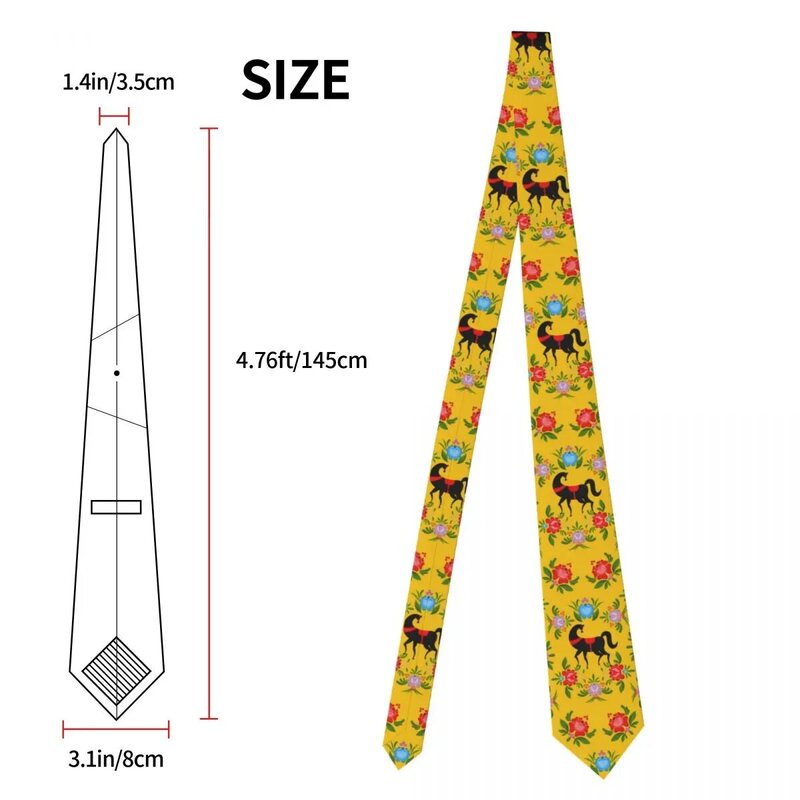 Classic Tie for Men Silk Mens Neckties for Wedding Party Business Adult Neck Tie Casual Gorodets Painting Horse And Floral Tie