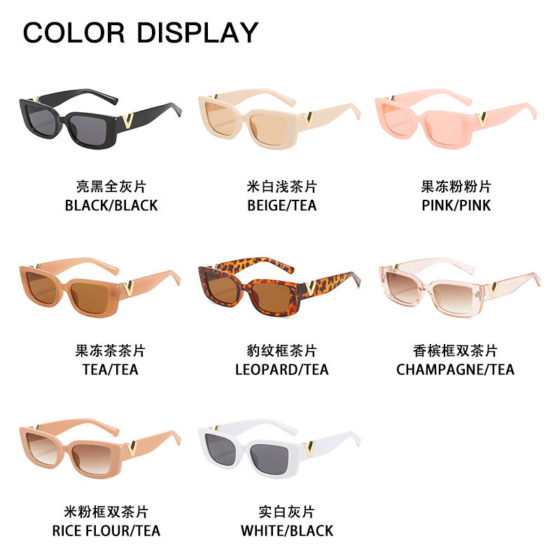 2022 luxus V Sonnenbrille Männer Mode Rechteck Gelee Gläser mit Metall Scharniere Retro Cat Eye Rahmen Sonnenbrille Frauen UV400