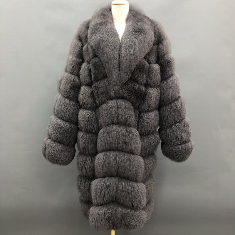 Janefur-abrigo de piel auténtica para hombre, abrigo largo de lujo, Natural, abrigo de piel de zorro, grueso, cálido, para invierno, 2022