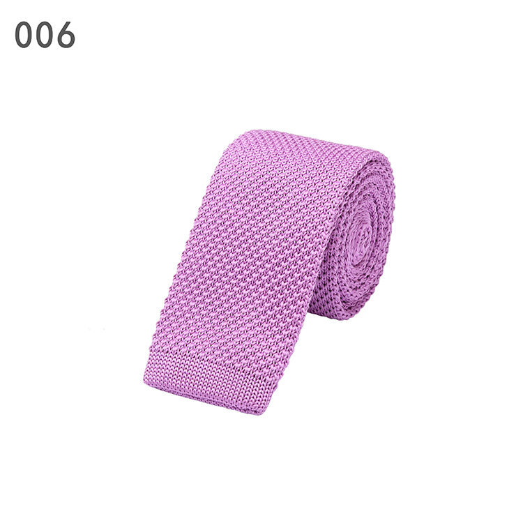 Cravatta ad angolo piatto in maglia di cotone solido da 5.7CM 49 colori per accessorio per cravatta stretta di moda per ufficio di nozze d'affari