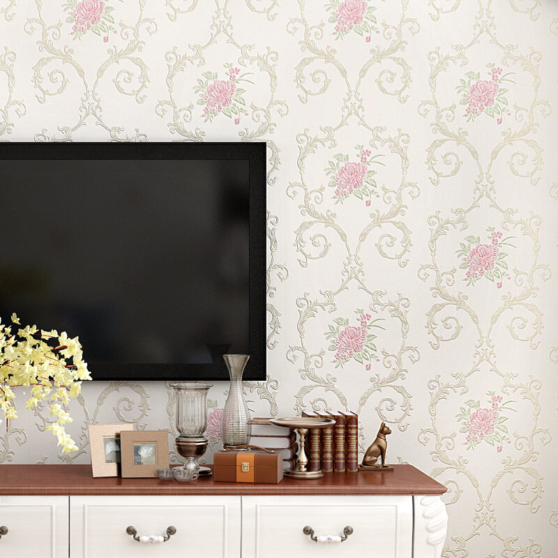 Papel tapiz Floral autoadhesivo cálido para dormitorio de niña, pegatinas 3d de decoración de pared gruesa, sala de estar, restaurante, Fondo de sofá