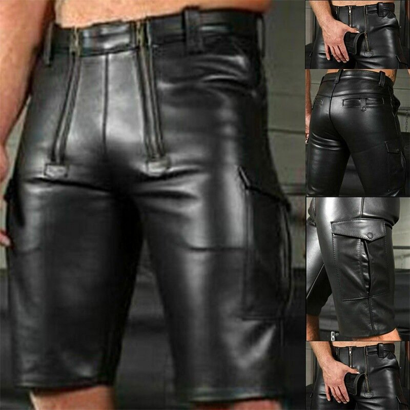 Shorts de couro ajuste confortável masculino, moda bonito, venda quente, novo, 2023