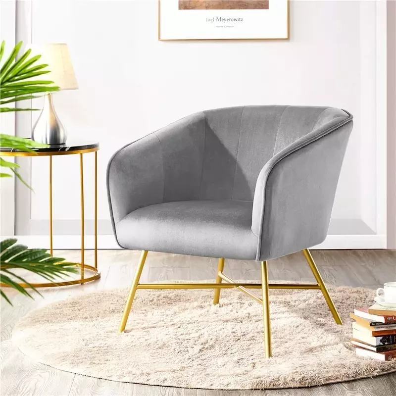 Sillas de terciopelo para sala de estar, sillón con acento, color gris