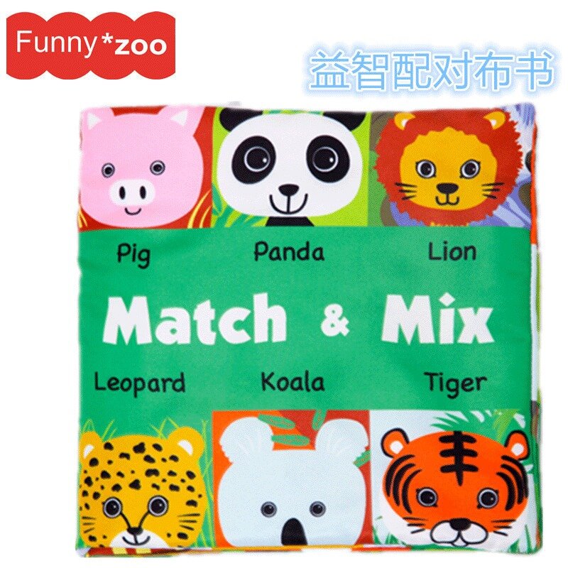 Baby Soft Crinkle Cloth Book Cartoon Face Animal Matching Toy For Toddlers Early Education Cloth Book per neonati