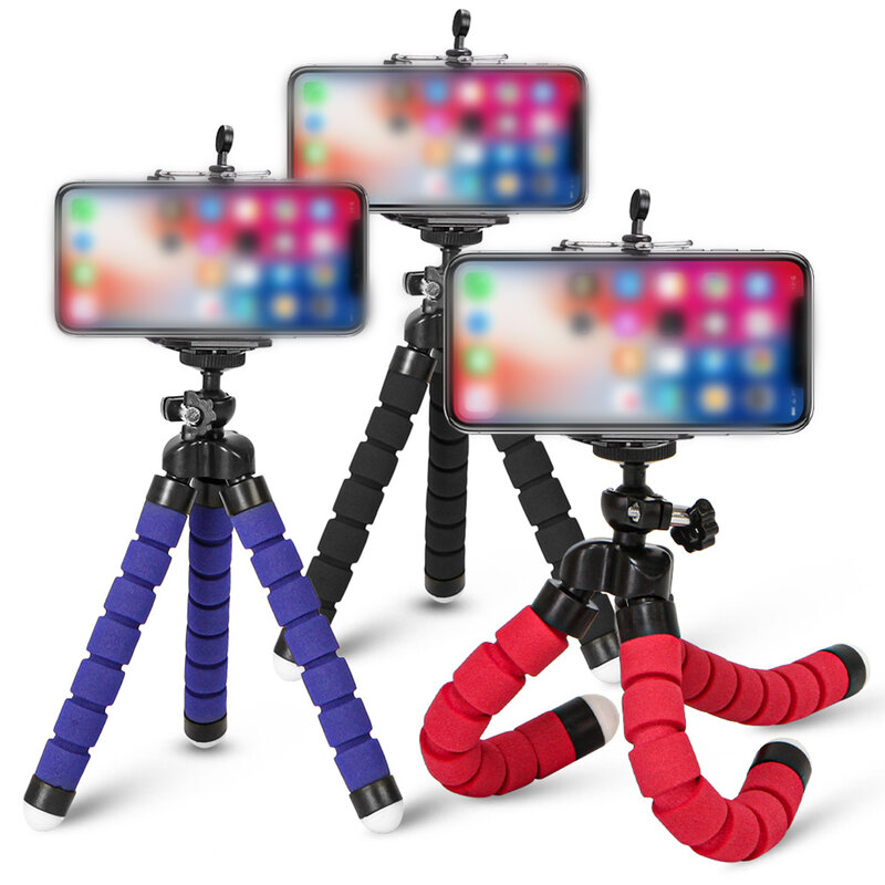 Mini tripé flexível para o telefone móvel, alta qualidade, polvo, câmera titular com clipe