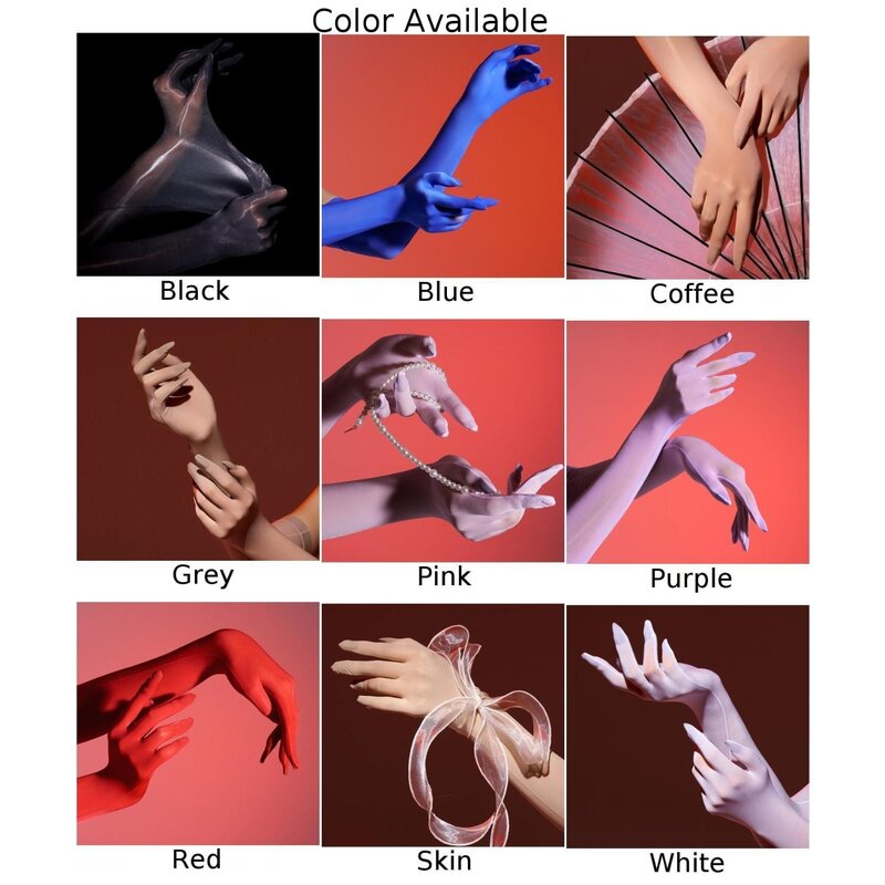 Sexy Oily Shiny Glossy Glove Women Elastic Lingerie Mesh Sheer Mittens Driving Glove Dancing Night Club Cosplay Sexy Wear Thin