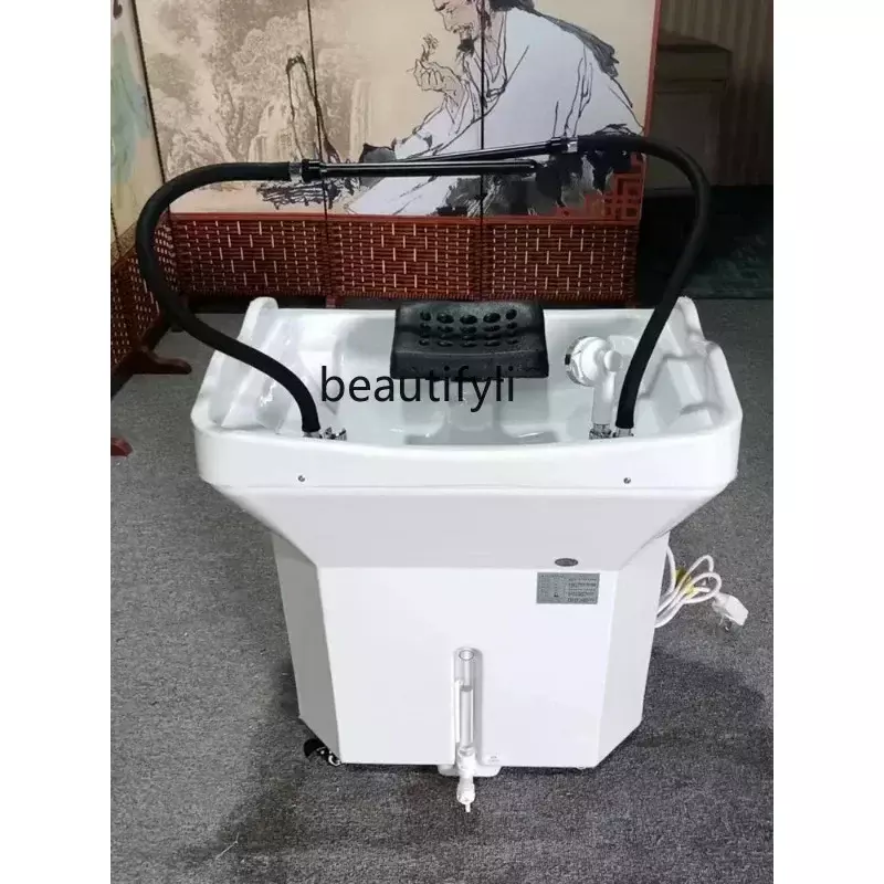 Mobile Head Therapy Machine Fumigation Water Circulation Hair Salon Hair Care Shampoo Basin Massage Couch Facial Bed Basin